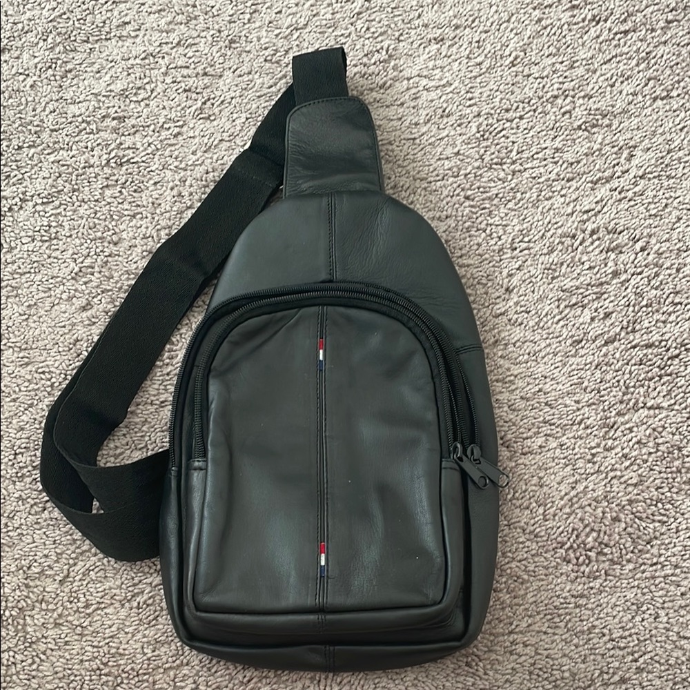 Tommy Hilfiger Black Belt Bag with Minimalist Design